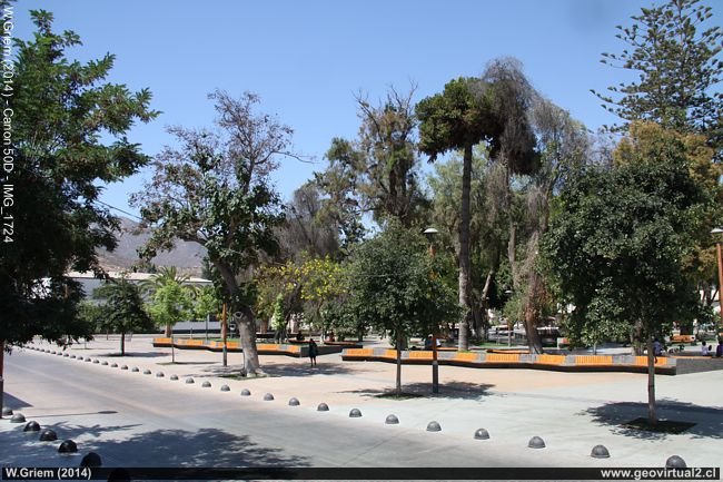 Plaza de Illapel en el norte de Chile